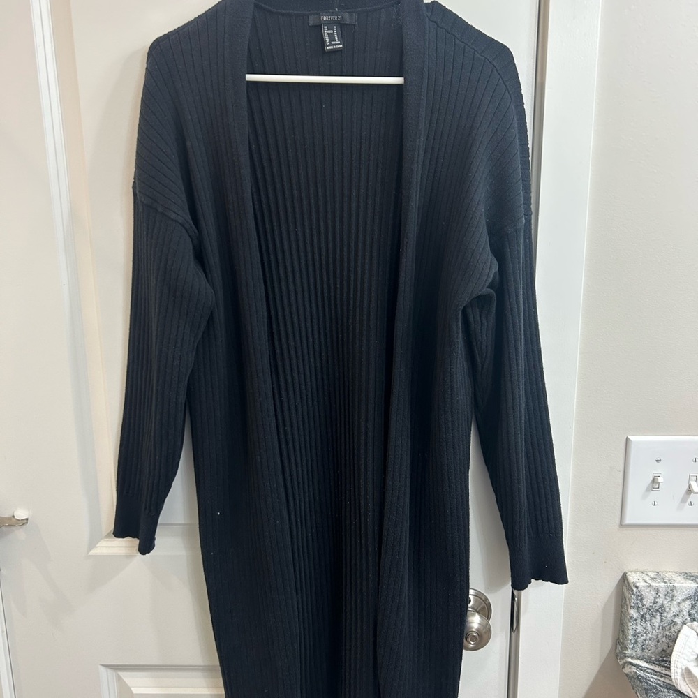 Forever 21 Ribbed Black Cardigan